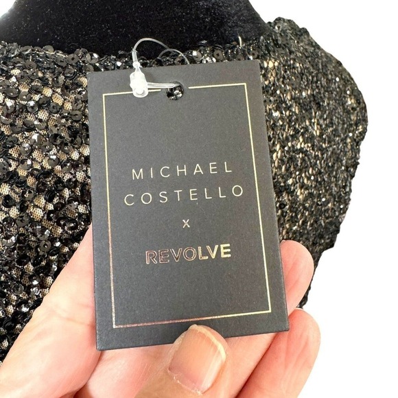 Michael Costello X Revolve Nadiya Top In Black Sequins Party Sexy Sz Small - Picture 9 of 12